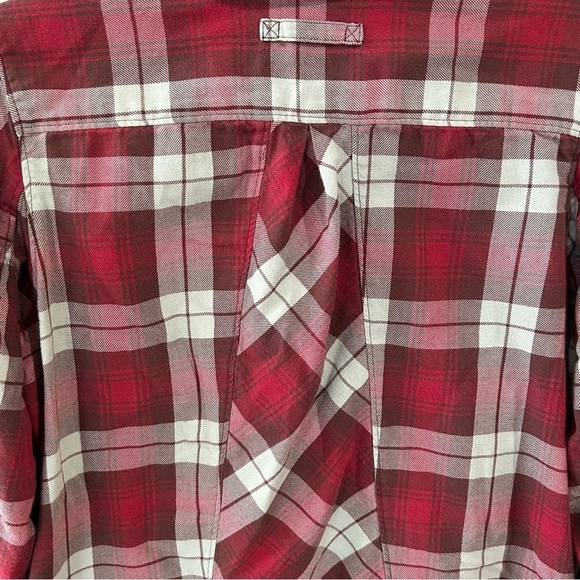 Duluth Trading Co Red Plaid Flannel Popover Long Sleeve Button Tunic Size Small - Picture 6 of 7